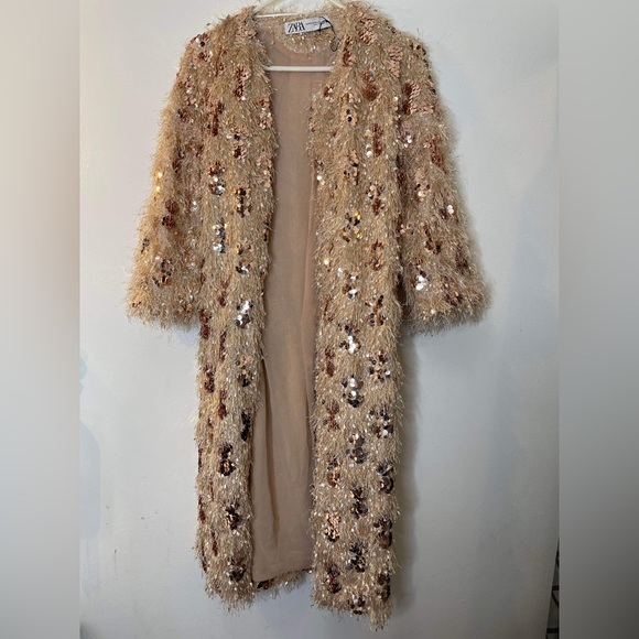 Zara Fringe Sequin Robe Kimono Long
Jacket Coat XS - Picture 3 of 11